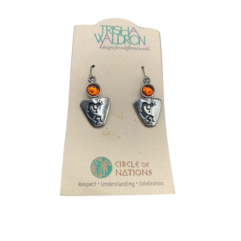 Trisha Waldron Kokopelli Earring Dangles Southwestern Native Fertility Figure